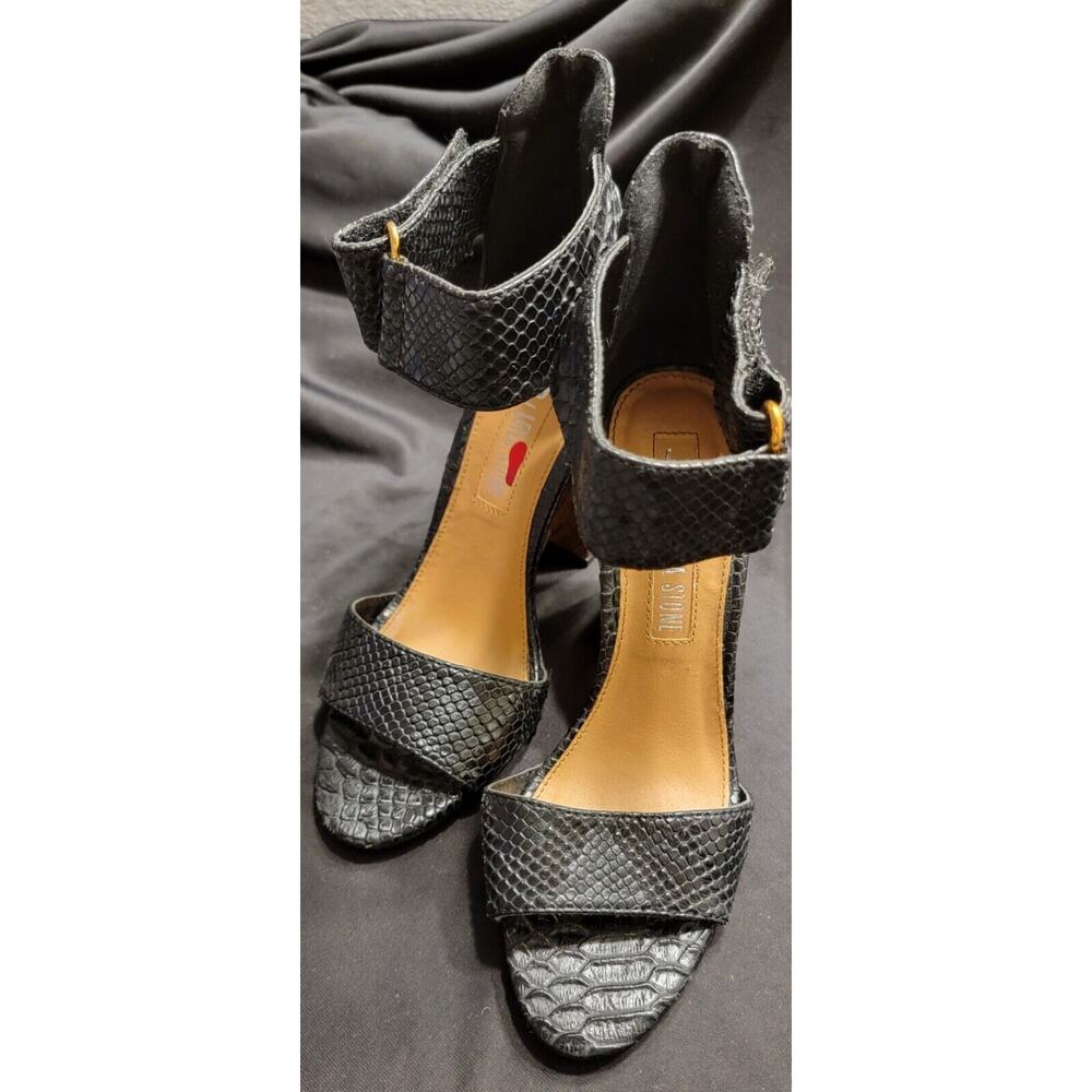 Womens Shoes Size 7.5 Leila Stone Faux Leather 4" Heels Party Casual open-toe